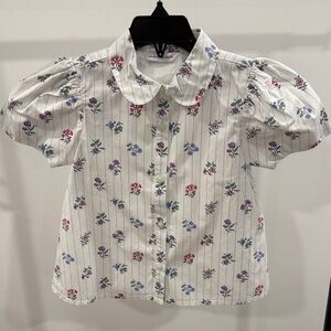 Janie and Jack White Floral Button Down Shirt